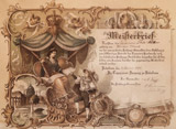 Alter Meisterbrief der Firma Jalousienmüller aus Potsdam Babelsberg
